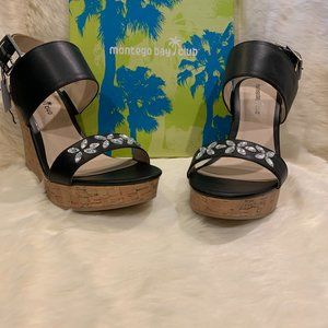 Montego Bay women's wedge sandals with rhinestones 4 1/2” high wedge